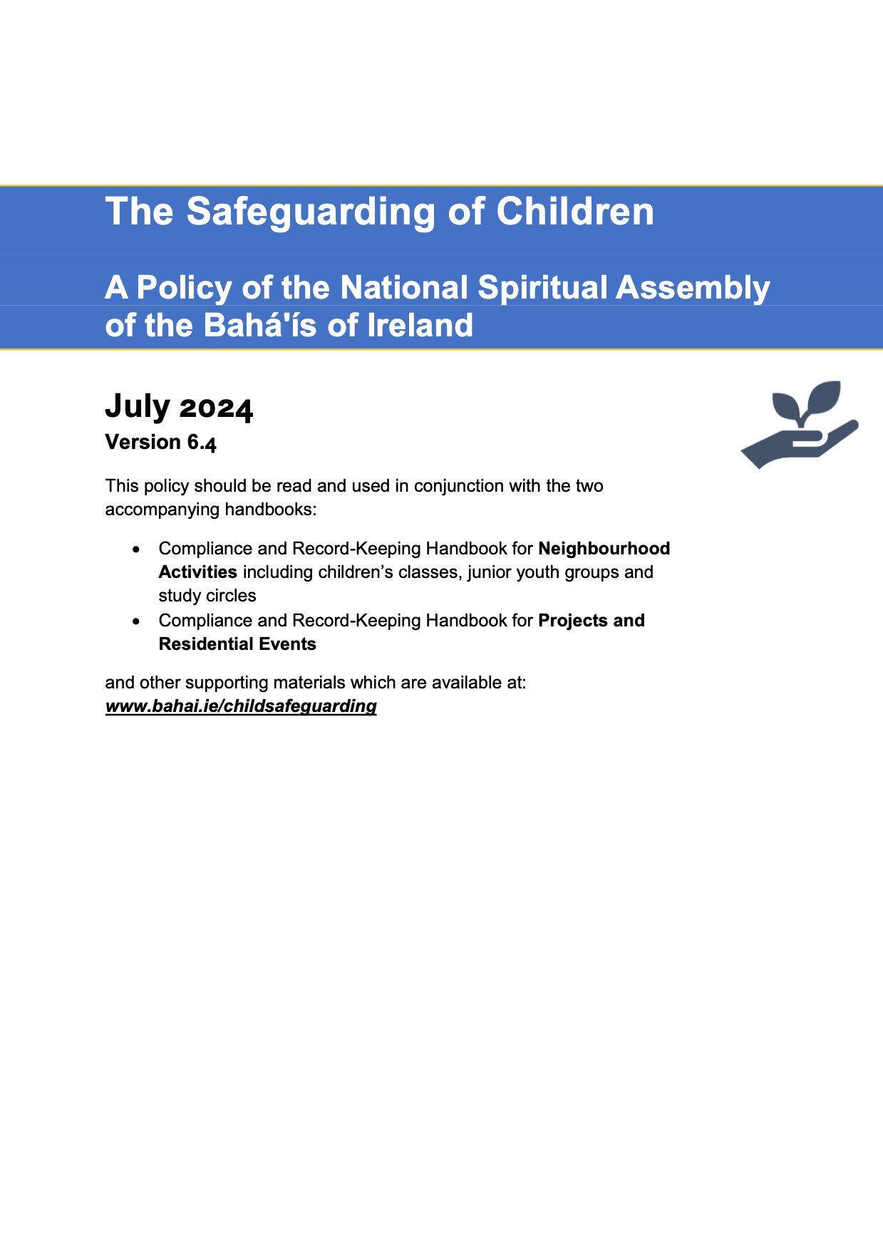 Policy for the Safeguarding of Children Version 6.4